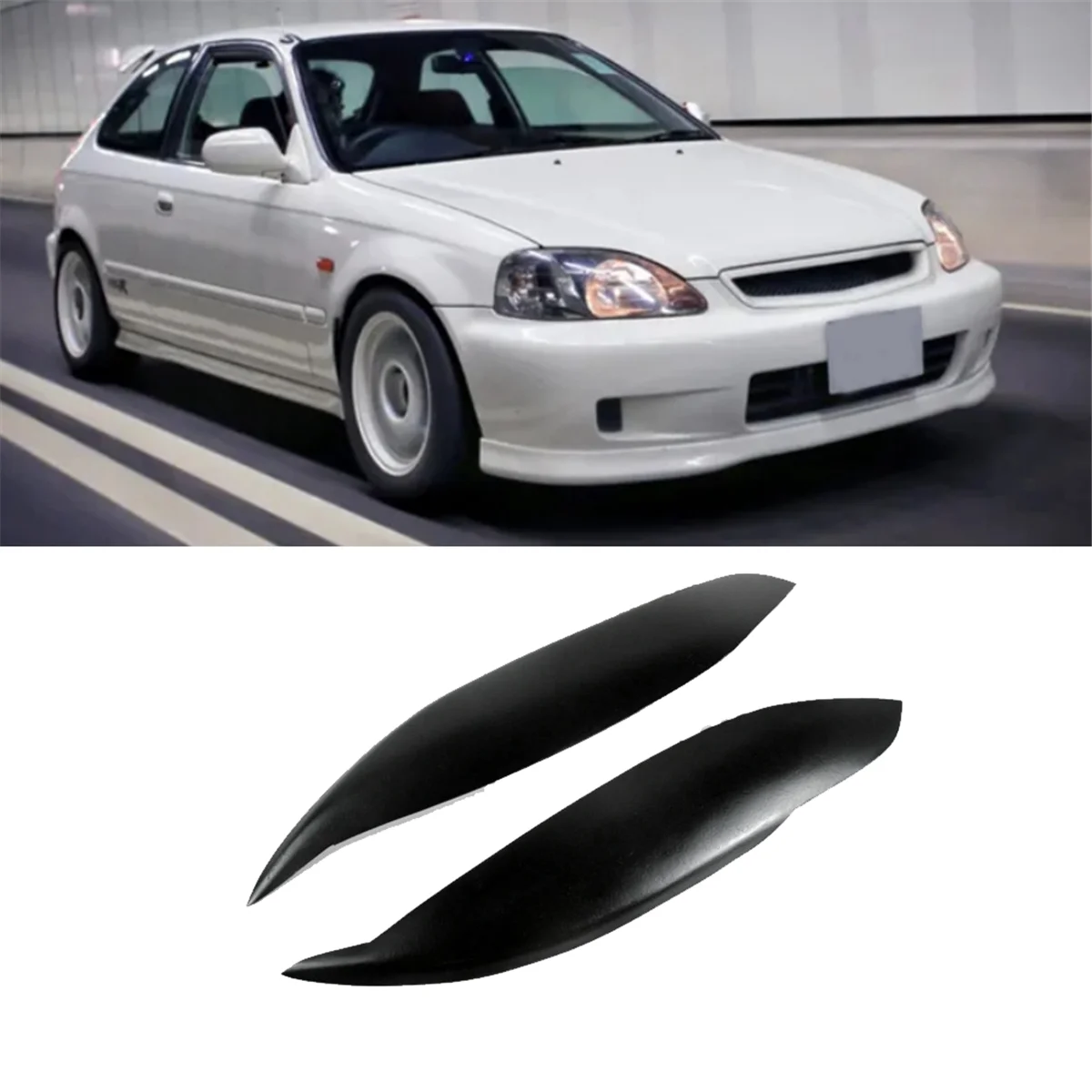 Car Headlights Eyebrow Eyelid Trim Cover Sticker Refitting Car Styling for Honda Civic EK9 1999-2000 Resin