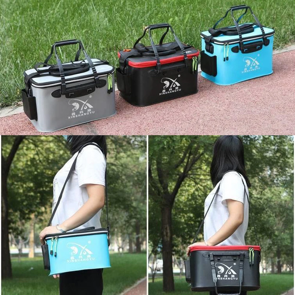 Multifunctional 30/40/45/50cm Outdoor Folding EVA Bucket Fishing Bag Case Portable Camping Hiking Bucket with Handle L30