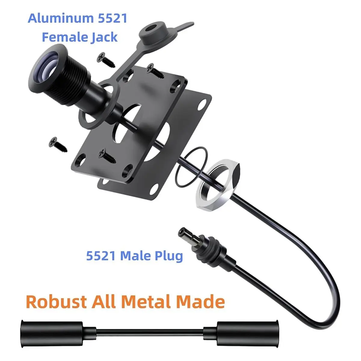 Wall Pass Through Kit for Mini, Female Power Socket, Panel Mount for RV, Boat, Van, Battery Box