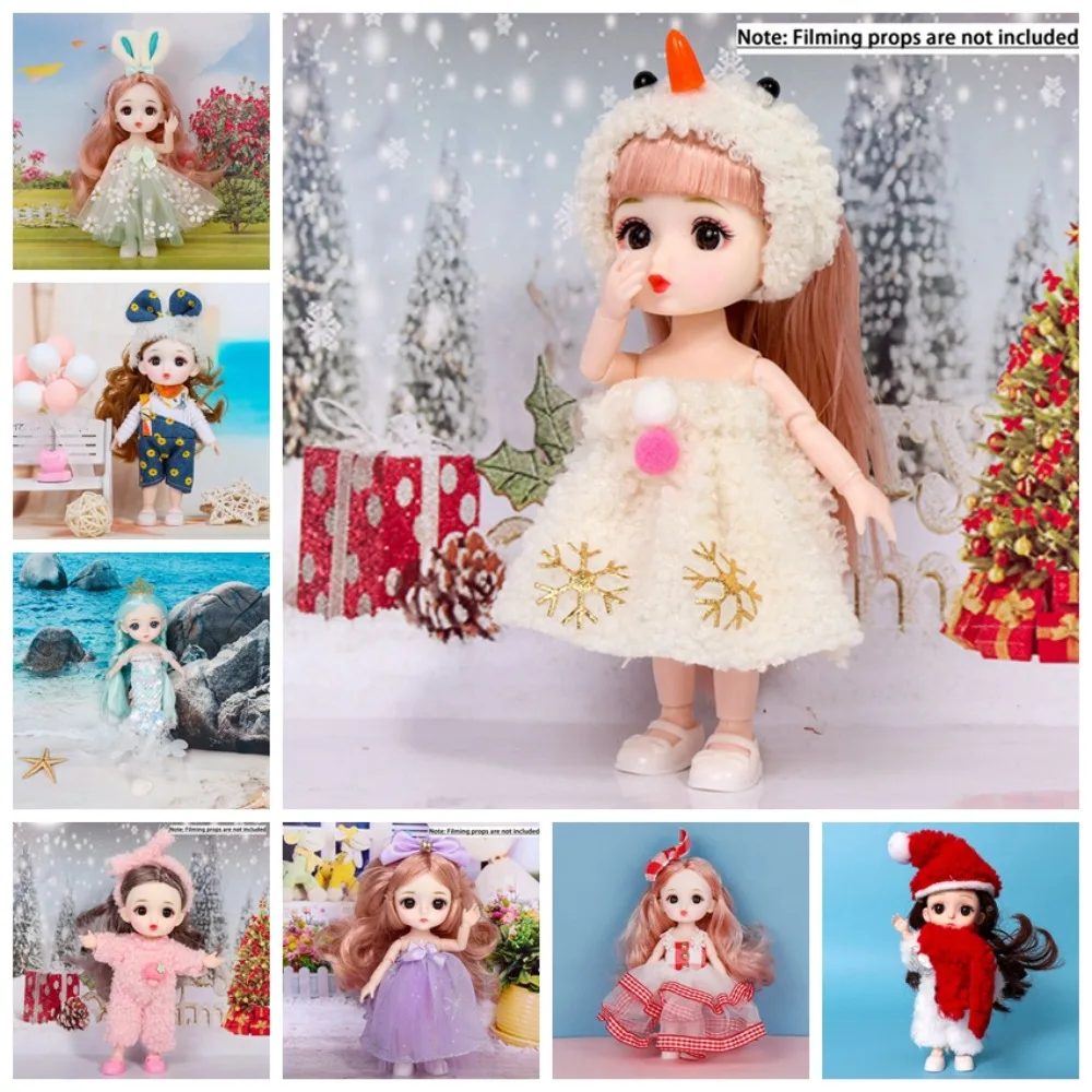 Cara redonda ojos grandes 16cm muñeca BJD 16cm figura 1/12 escala muñeca BJD móvil dulce cara Linda muñeca BJD regalos Diy