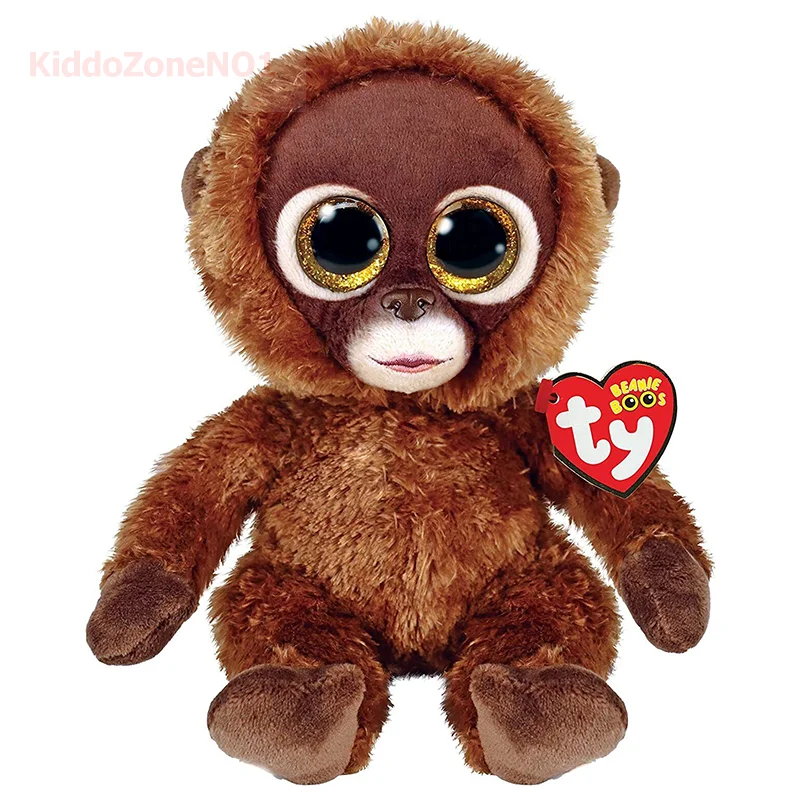 15cm Ty Beanie Big Eyes Stuffed Plush Toy Soft Cute Animal Brown Monkey Chessie Children Birthday Christmas New Year Gifts