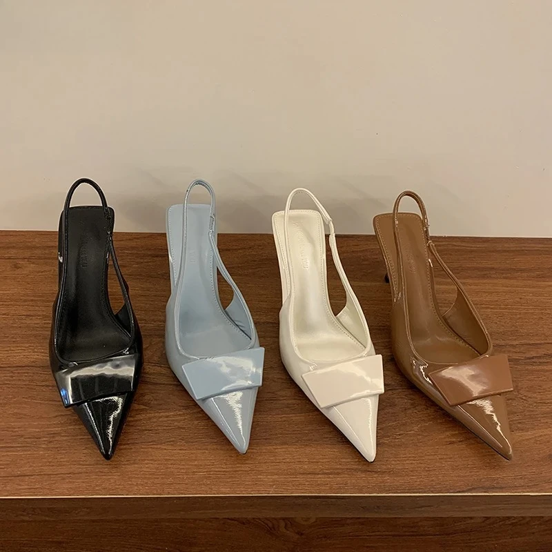 

2025 Summer Women's Shoes High Heel Women Sandals Fashion Pointed Toe Singbacks Shoes Design Style Banquet Party Sandalias Shoes