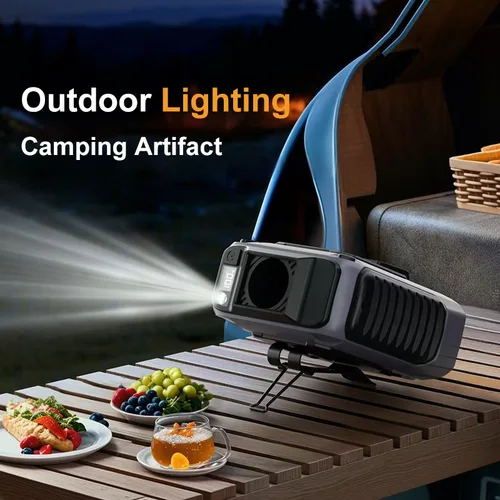 Imagen 2 del producto Nuevo ventilador de cintura con batería extragrande, ventilador de cintura portátil, luz de refrigeración manos libres para viajes en el sitio de trabajo al aire libre, largo alcance para exteriores