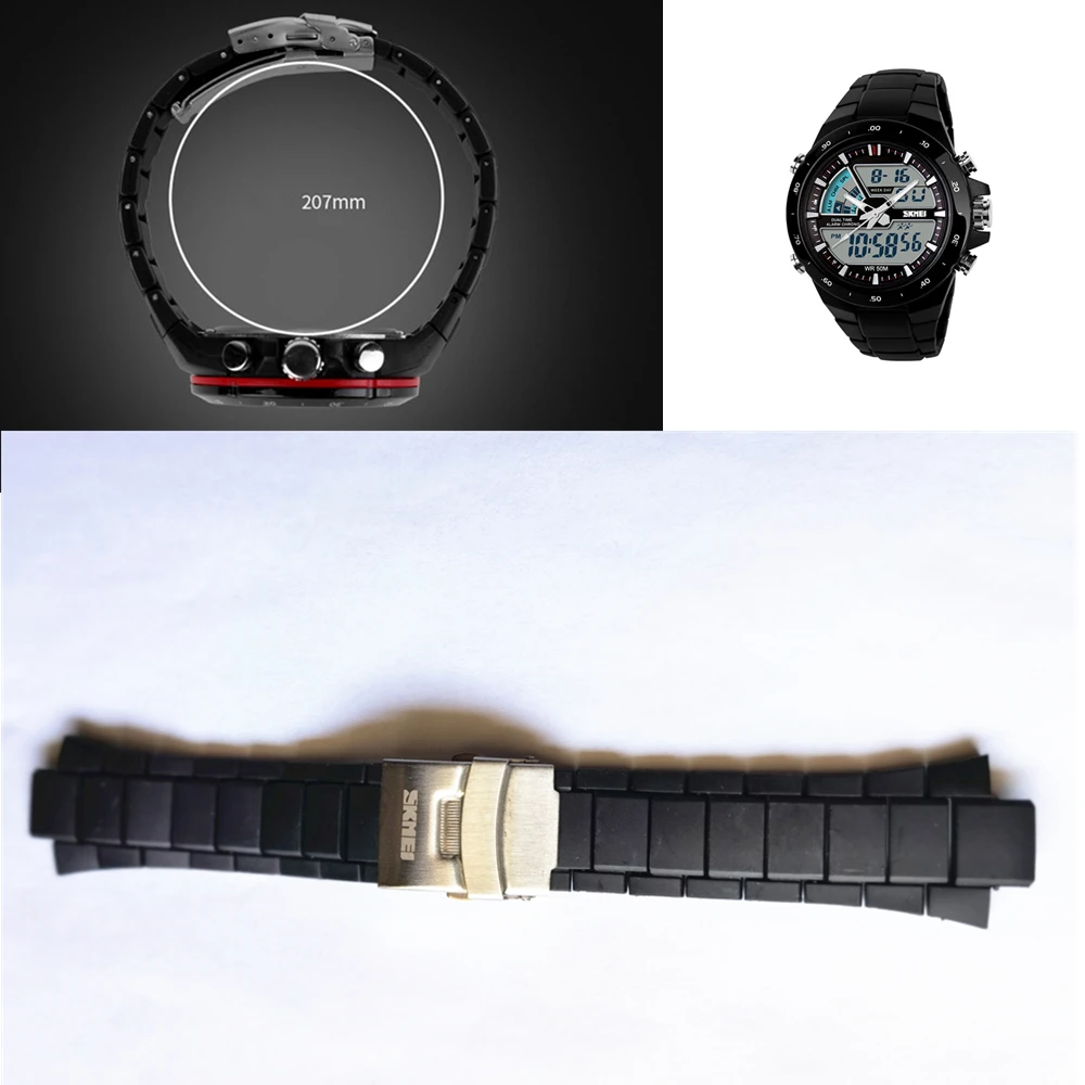 1 Set Sports Watch Accessories for Skmei 1016 Plastic Wristband Adjustable Replacement Watch Strap Band Stainless Steel Clip
