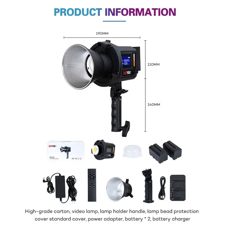 

Zsyb CL-80Bi Professional Continuous Handheld Led Photography Light Video Lighting Equipment