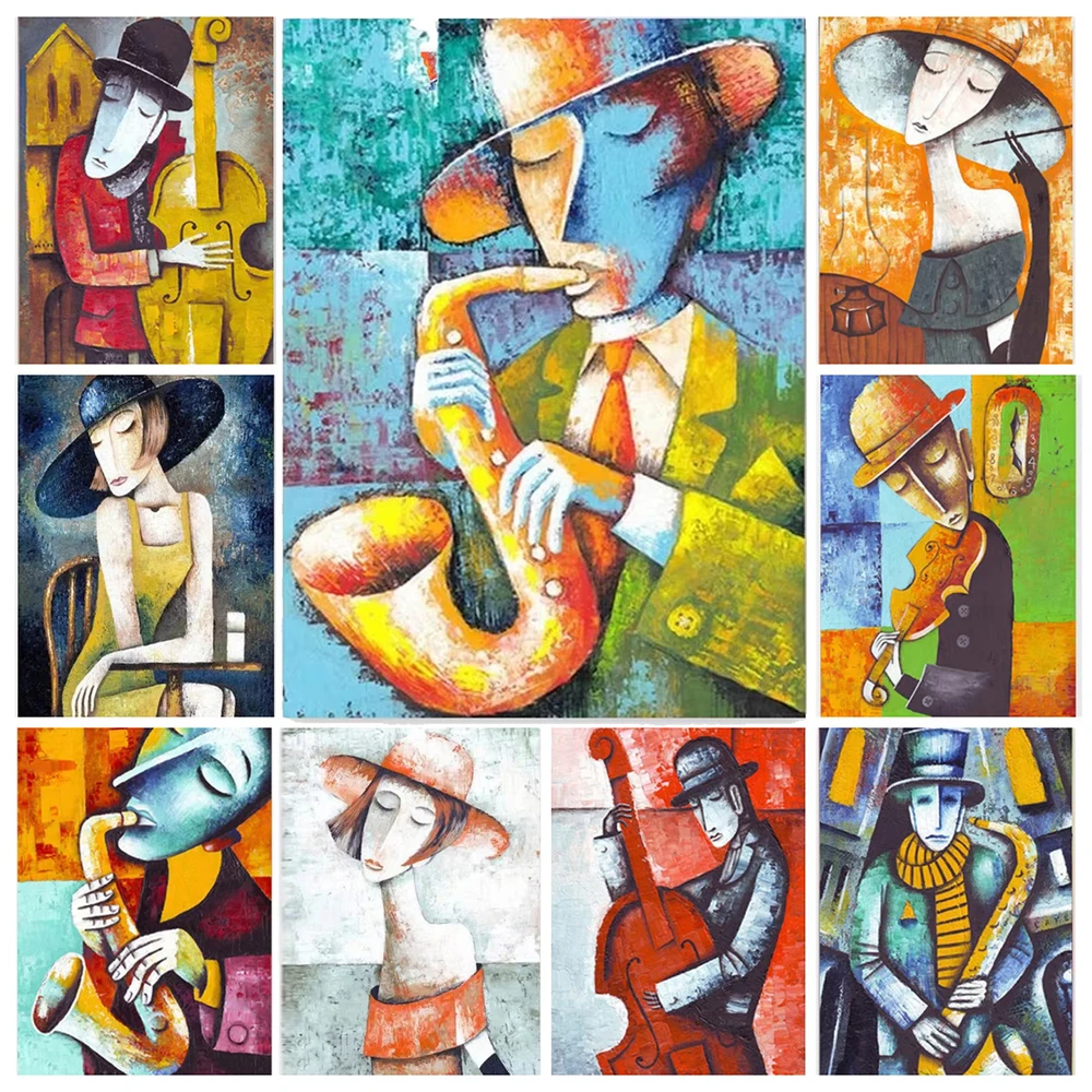Picture Of Musical Instrument - Abstract Picasso Artwork Man Playing Musical