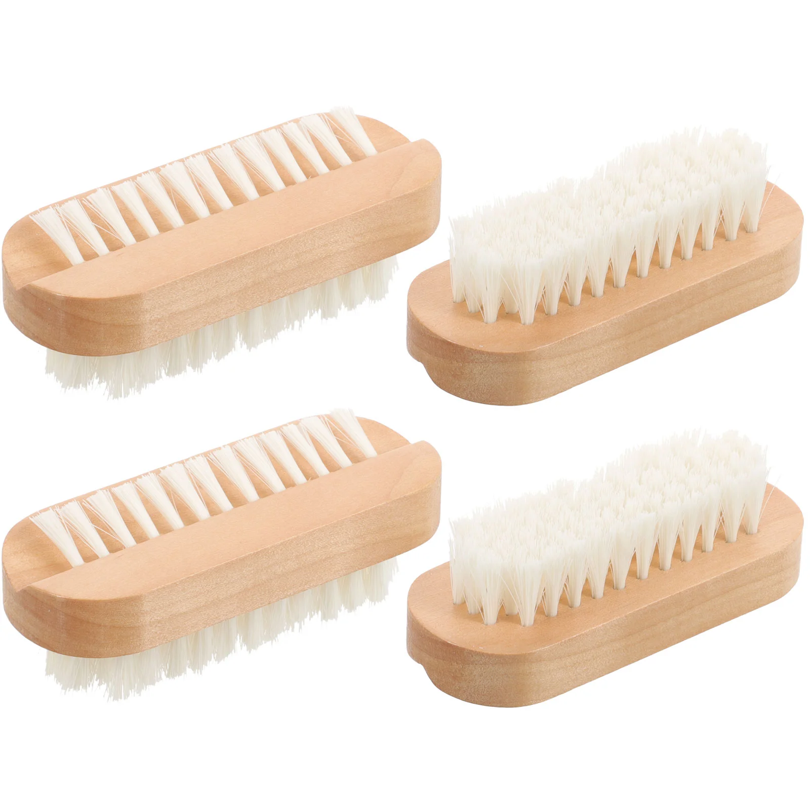 

4 Pcs Nail Brush Fingernail Cleaner Wooden Manicure Pedicure Hand Toe Cleaning Two Sided Boar Bristle Scrubber Scrubbing