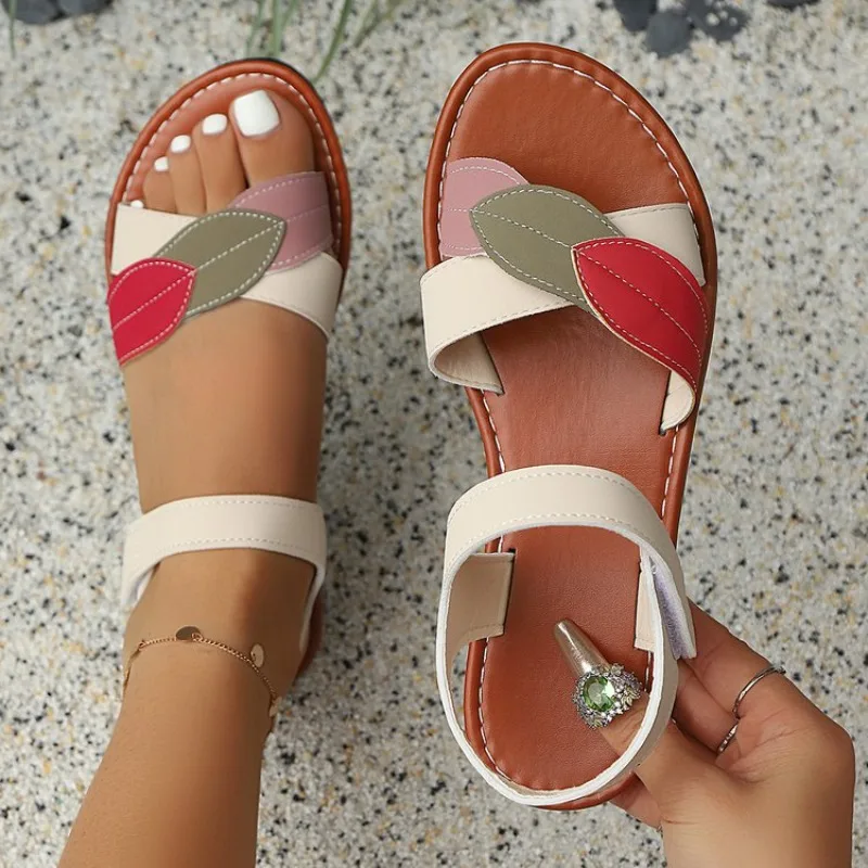 Damen-Sandalen für Draußen, Weich, Atmungsaktiv, Lässige Flache Schuhe, Übergrößen-Sandalen, Bequeme Sommerschuhe