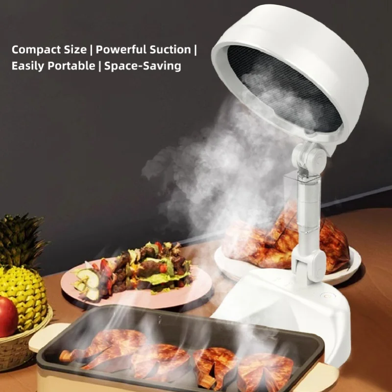 8W Portable Kitchen Exhaust Fan USB Powered With 3 Speed Settings For Indoor BBQ Hot Pot Low Noise Folding Range Hood
