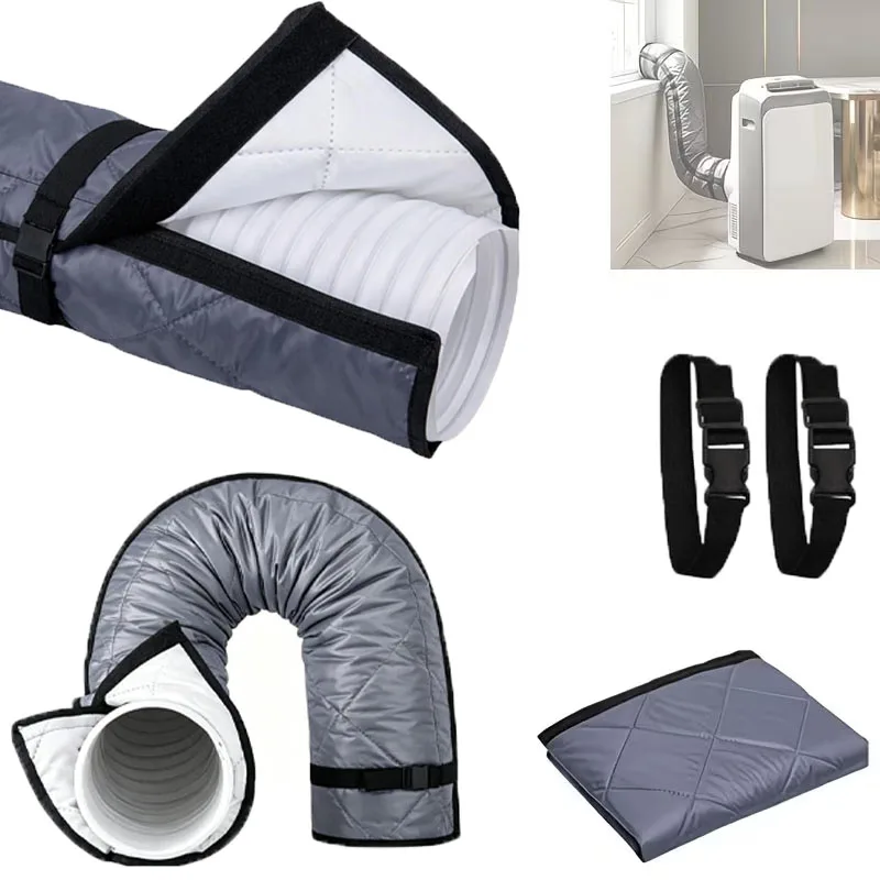 Portable AC Hose Thermal Insulating Cover with Adjustable Straps Easy Install Protective Sleeve for Exhaust Pipe