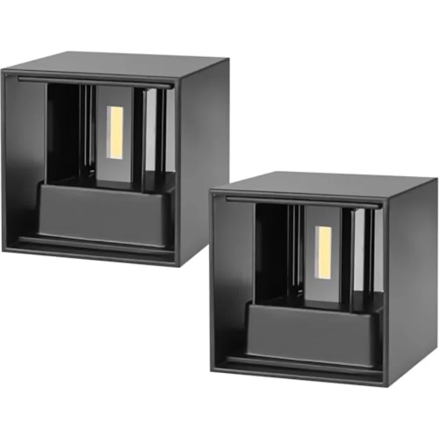 

LED Wall Porch Light Up and Down Outdoor Modern Lights 20W Adjustable Wall Sconce IP65 Aluminum Black Square Wall Pack Lighting