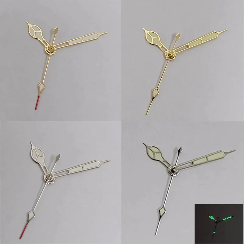 NH35A Modified Watch Hands for NH35/ NH36/ 4R/ 7S Movement Silver/ Gold Filled with White/ Light Green Oil Green Luminescent