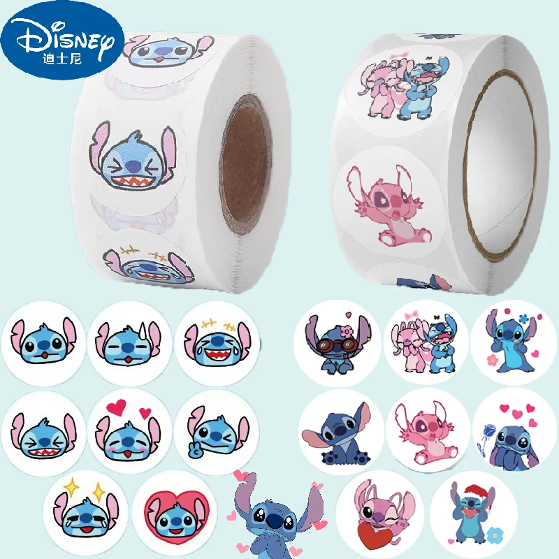 500pcs Disney Anime Lilo & Stitch Stickers Kawaii Stitch DIY Seal Label Decorative Cartoon Birthday Party Rolls Stickers Gifts