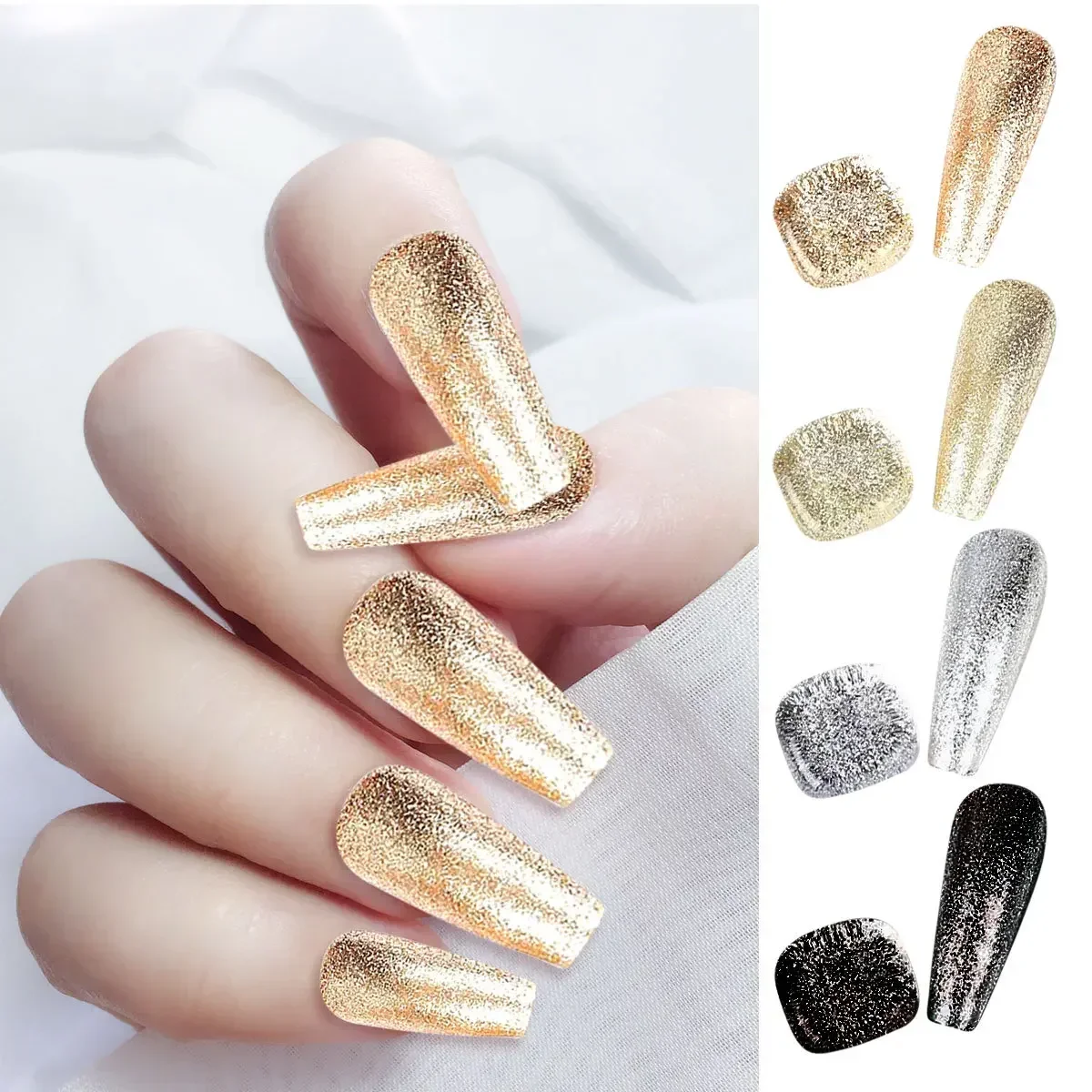 4 Colors Reflective Gel Nail Polish UV Gel Gold Silver Black Nail Art Lasting Shiny 5ml Platinum Glitter Nail Polish Varnish Set