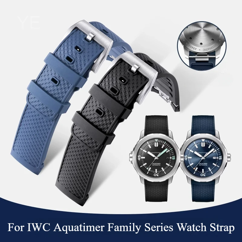 

Outdoor Sport Sweatproof Breathable Quick Detachable Watchband for IWC Aquatimer Family Series Needle Buckle Fluororubber Strap