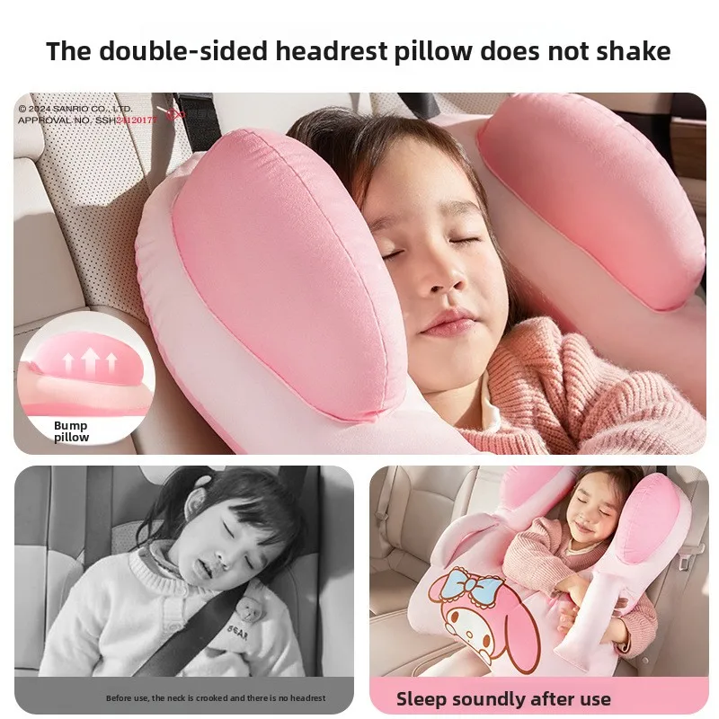 Sanrio Car Cute Cartoon Pillow Car Mounted Child Sleeping Pillow Car Removable Comfortable Breathable Headrest Lumbar Support