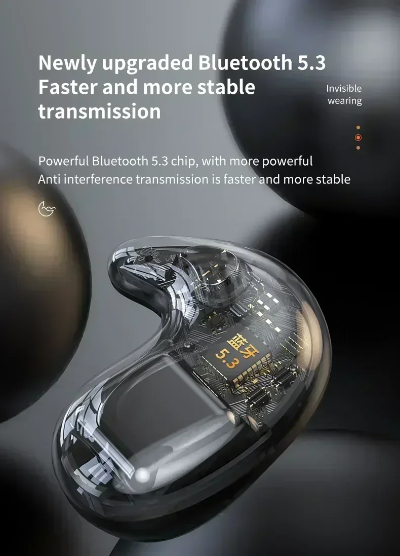 X55 Unsichtbare Kabellose Kopfhörer - TWS Bluetooth Unsichtbare In-Ear Geräuschunterdrückende Sport-Kopfhörer IPX5 Wasserbeständig – Detail 9