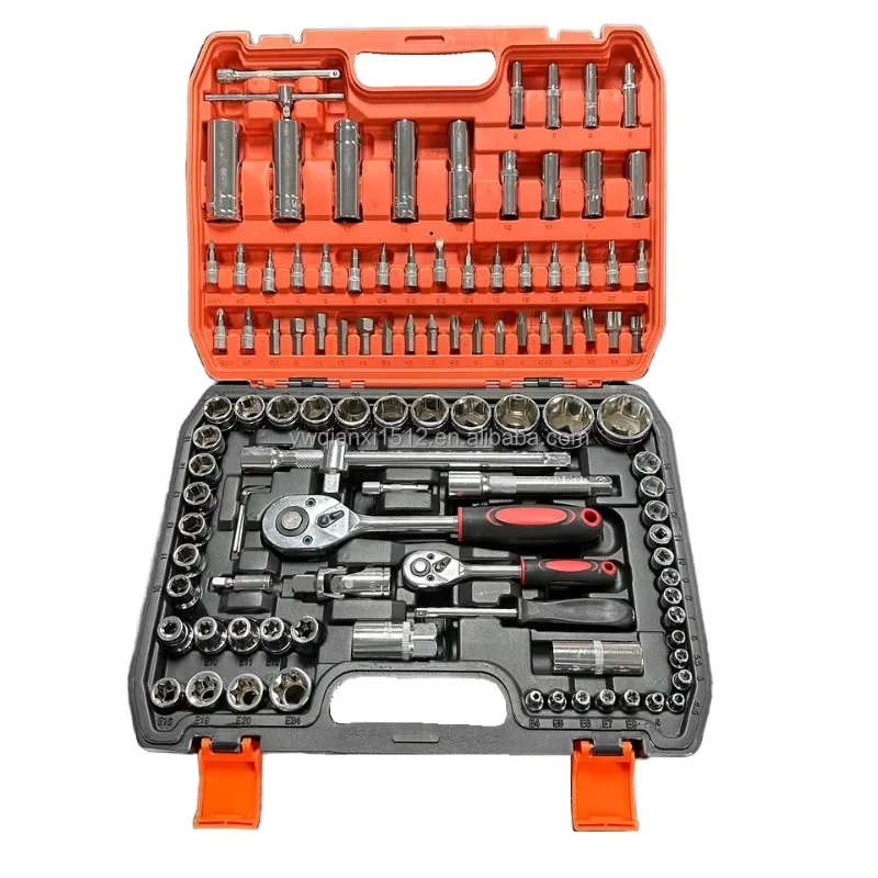 

SXLL 108-Piece Chrome Vanadium Steel Hand Kit, Including Durable Battery-Free Metric Ratchet Sleeve Wrench, Mechanical