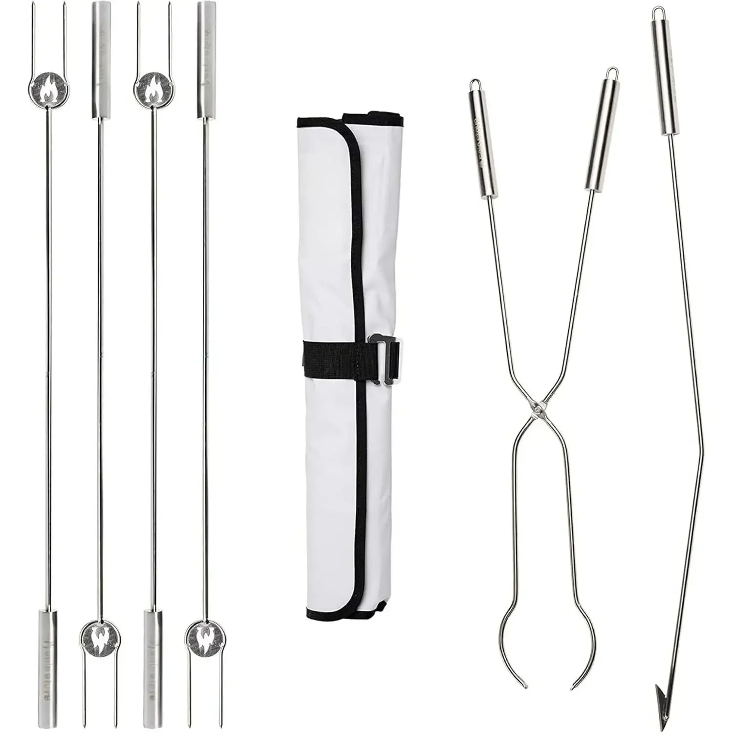 W_Roasting Sticks and Fire Pit Poker - ملحقات الحطب للأماكن الخارجية وRV Fire Pits كرسي تخييم محمول مع ظل #1