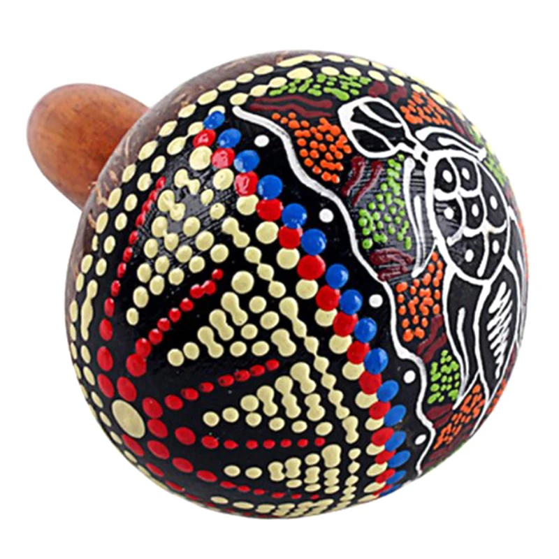 Coconut Shell Sand Hammer Shaker Hand Rattle Percussion Musical Instrument Toy Musical Instrument for Boys and Girls