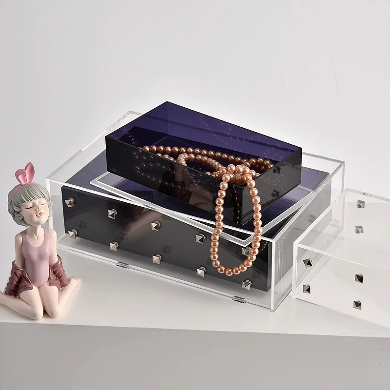 Modern Acrylic Rivet Jewelry Storage Box Dresser Jewelry Model House Sales Office Desktop Decoration Ornaments Gifts