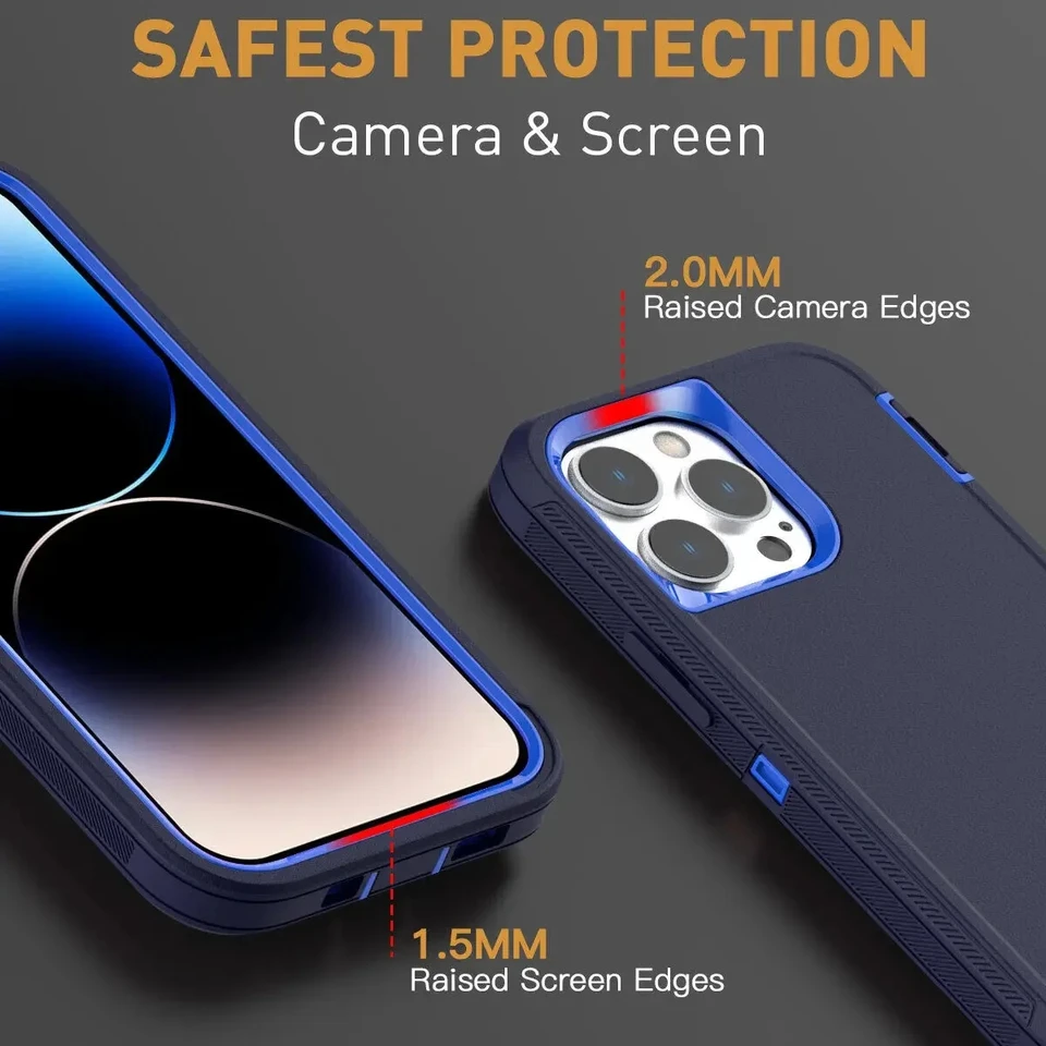 Funda resistente 3 en 1, a prueba de golpes y polvo, para iPhone 15 14 13 12 11 16Pro MAX MINI XSMAX XR X XS SE 6 7 8 PLUS 5