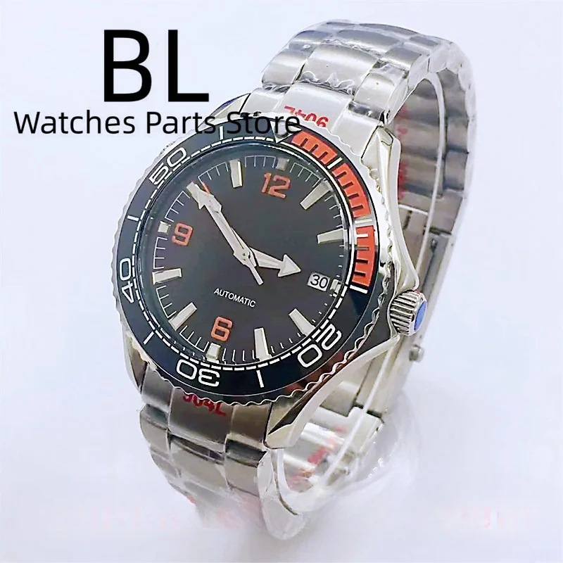 BLIGER 41mm Mechanical Watch For Men NH35A MIYOTA 8215 PT5000 With Orange Bezel Luminous Dial Sapphire Glass Unidirectional