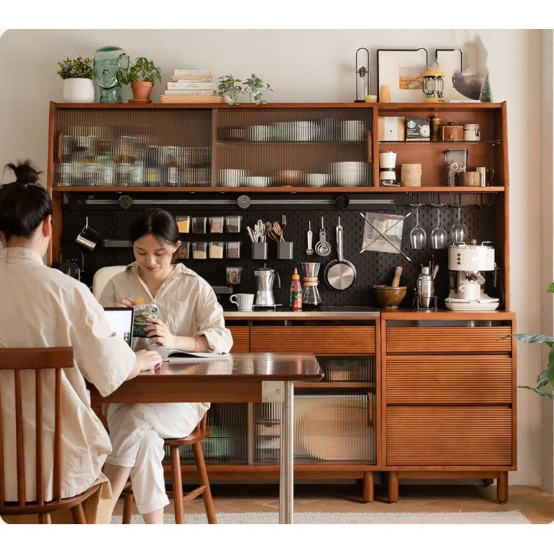 

Nordic solid wood dining side cabinet B & B storage hole board tea cabinet small apartment household small locker cabinet