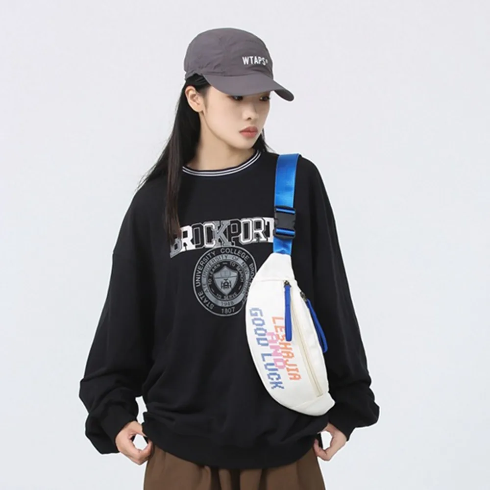 سعة كبيرة حقيبة صدر رياضية نايلون مقاوم للماء حقيبة زلابية Crossbody تباين الألوان متعددة الوظائف حقيبة الخصر الذكور في الهواء الطلق
