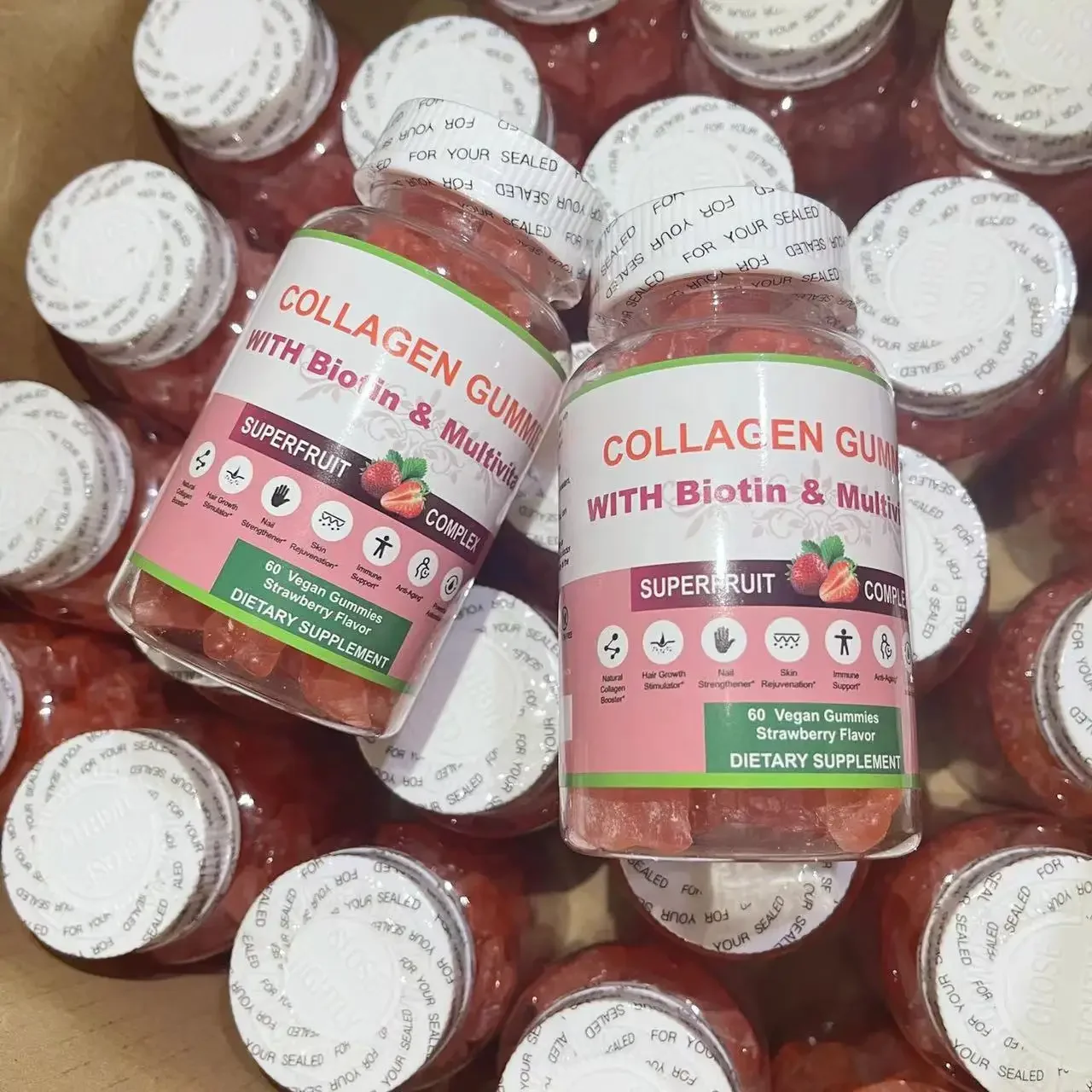 

Collagen gummies supplement biotin complex vitamins to improve skin laxity maintain healthy skin barrier and balanced nutrition