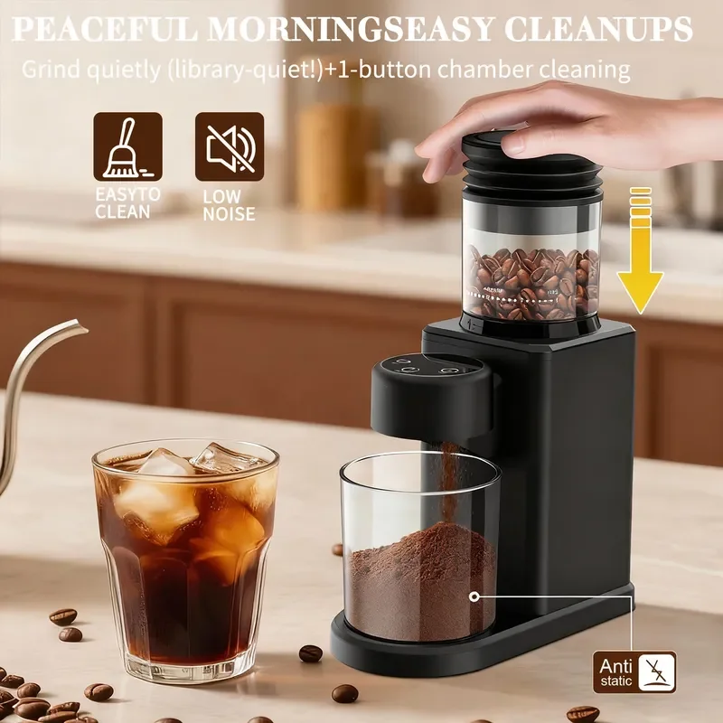 Electric Coffee Grinder Silent Adjustable Thickness Small Household Bean Mill Portable Mini Kitchen Appliance for Fresh