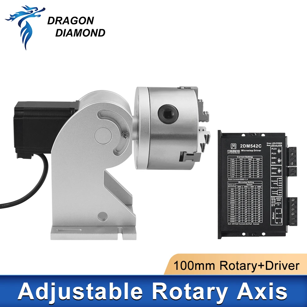 100 مللي متر دوارة + 2DM542C سائق جهاز مرفق تركيبات القابض ثلاثة تشاك محور توسيع دوار لآلة التعليم بليزر الألياف #2