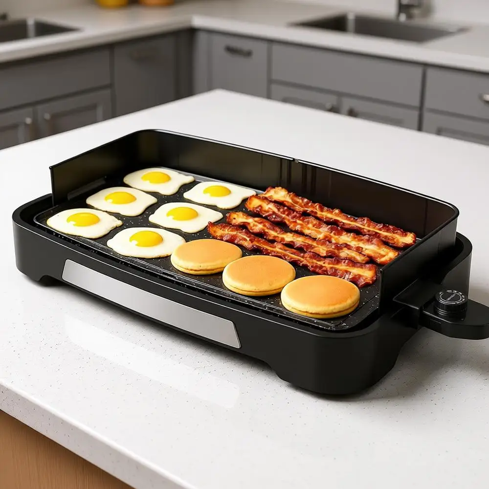 

Everyday Electric Griddle, 20” Nonstick Grill with Removable Plate, Dishwasher-Safe, Black