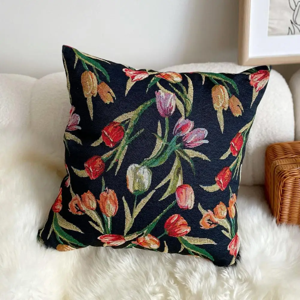 Throw Pillow Cover Practical Modern Simple Style Pillowcase Luxury Vintage Tulip Pillow Cushion Cover for Bedroom