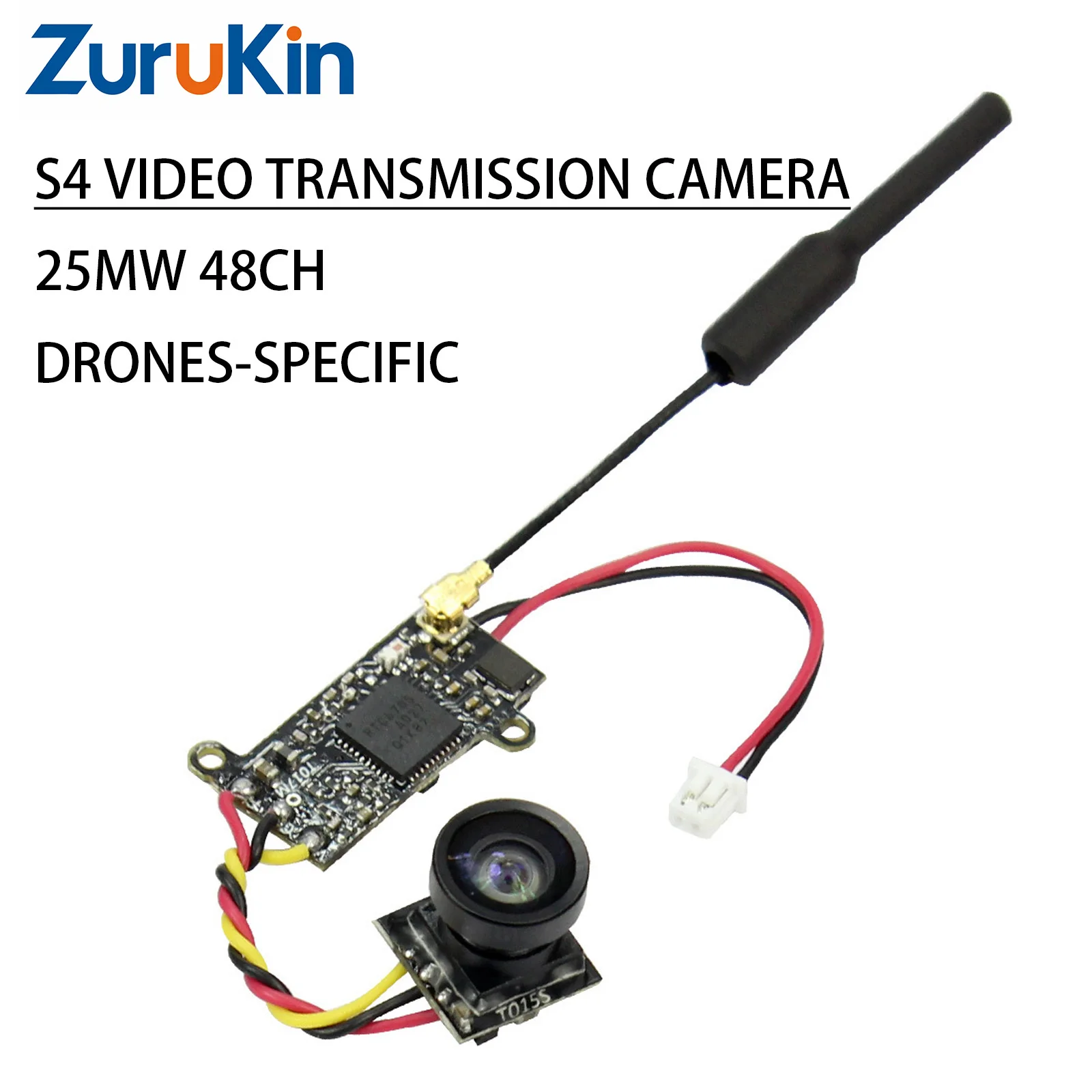 

ZuruKin S4 AIO FPV Camera VTX 25mW 48CH 700TVL 1/4.5'' CMOS NTSC 0.1mW/25mW Switchable Mini FPV Drone Video Transmitter