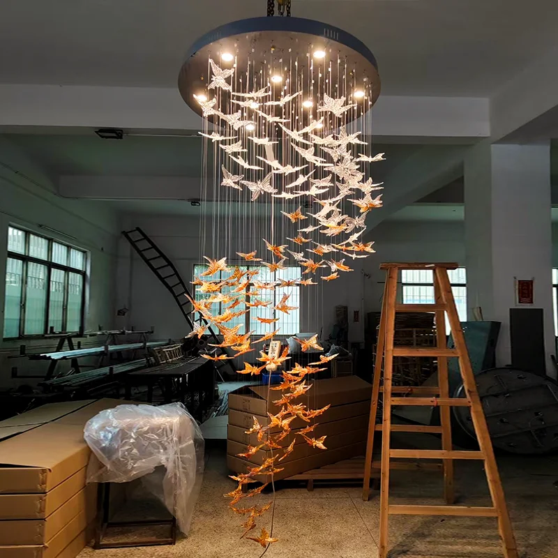 

LED Custom Modern Crystal Ceiling Chandeliers Luxury Staircase Lighting Hotel Lobby Decor Villa Attic Hanging Crystal Luminaire