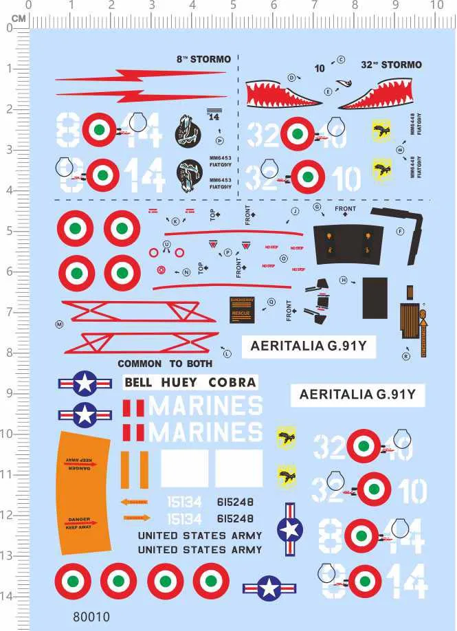 1/72 AERITALIA G.91Y G.91 Attack US ARMY Italian Air Force Model Kit Water Decal