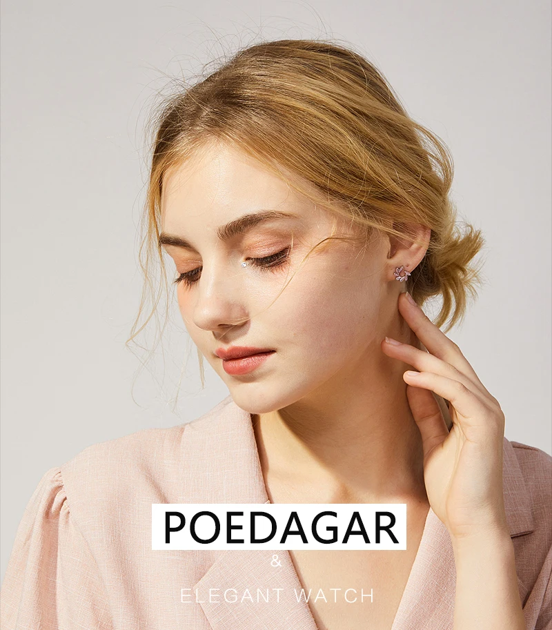 POEDAGAR Uhr Frauen Neue Mode Luxus Edelstahl Armbanduhr Armband Einfache Rose Gold Wasserdicht Leucht Damen Uhren – Detail 2
