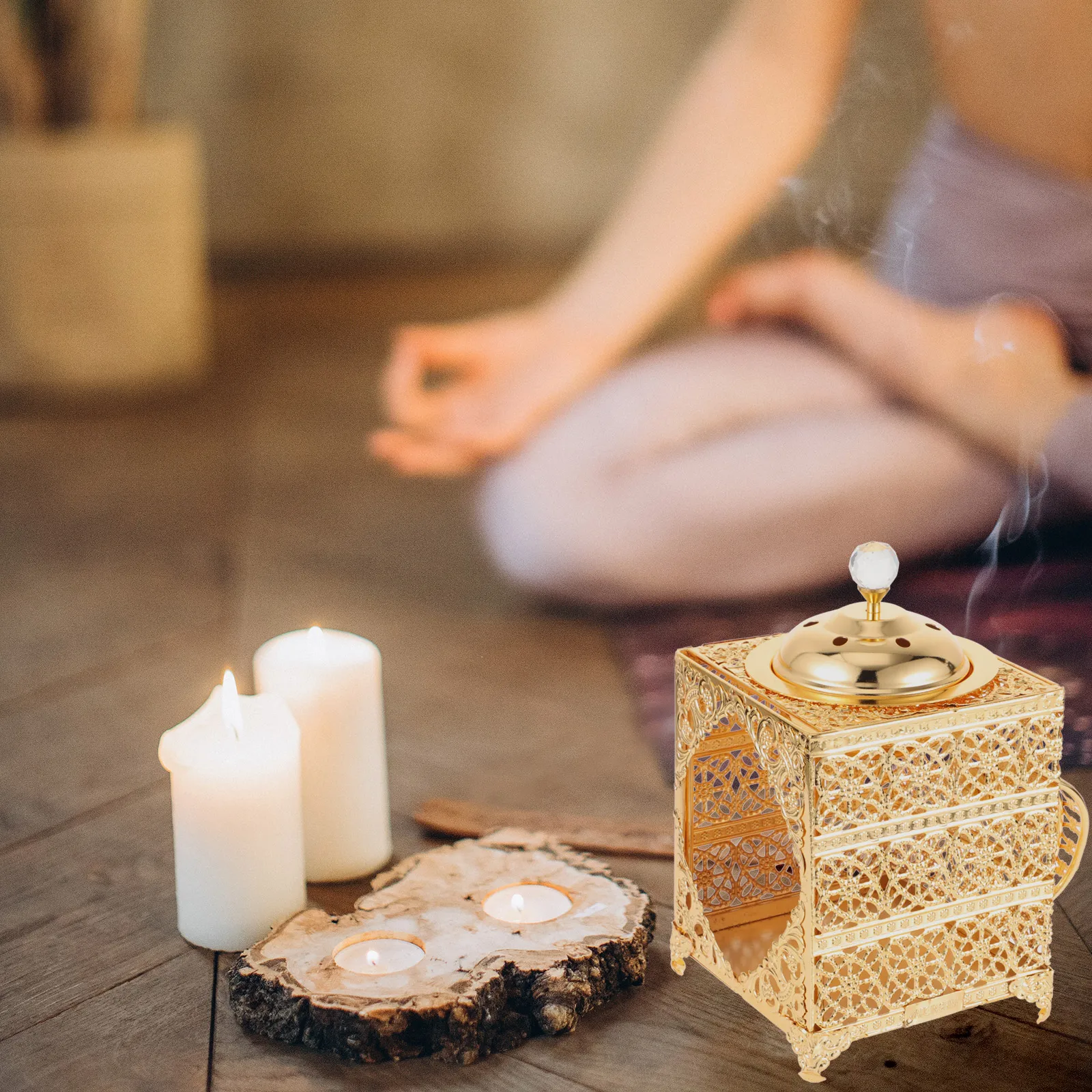 

Golden Incense Burner Zinc Alloy Retro Vintage naments Cones Burners Holder Aromatherapy Home Decor Bedroom Study Yoga
