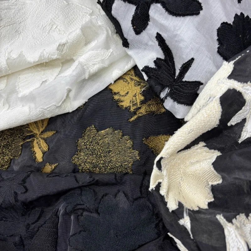 

Винтажная весенне-летняя жаккардовая ткань для элитной модной верхней одежды с цветочным принтом, дизайнерская ткань для шитья своими руками на метр