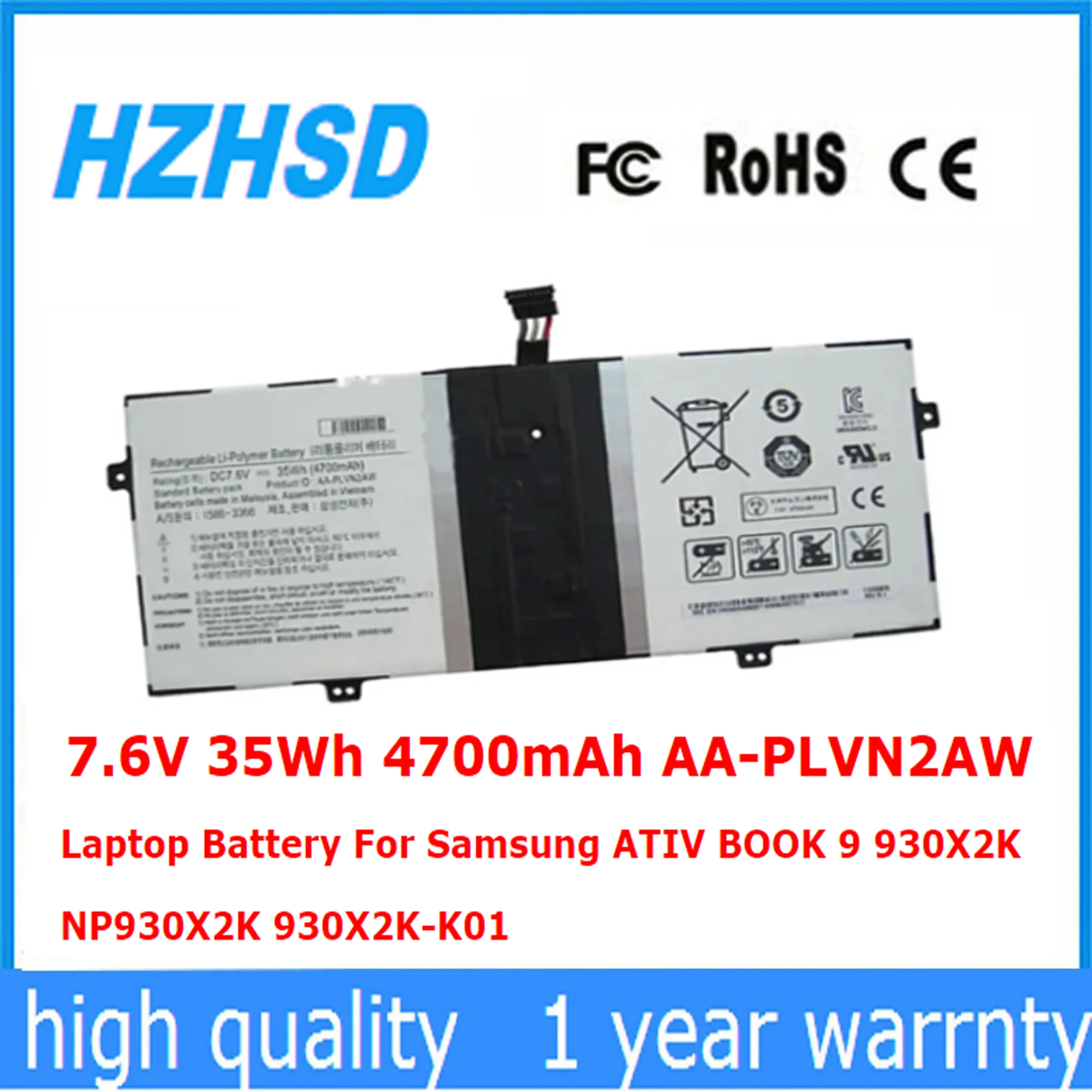 Batteria del computer portatile 7.6V 35Wh 4700mAh AA-PLVN2AW per Samsung ATIV BOOK 9 930X2K NP930X2K 930X2K-K01