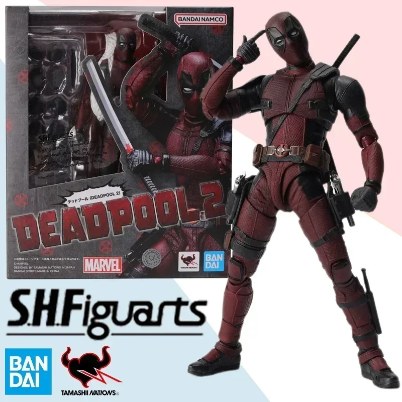 Figura de acción de Anime Bandai OriginalDeadpool 2 SHFiguarts, Kit de modelo terminado de superhéroe, colección de juguetes, regalos para niños