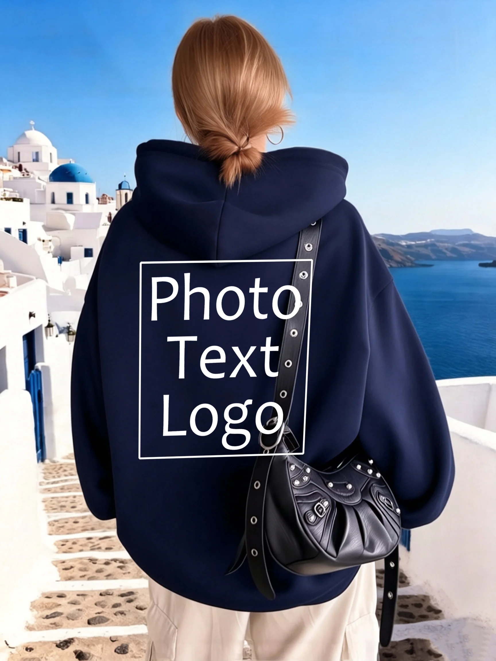 Customized Logo DIY Female Autumn Winter Fleece Pullovers Casual Loose Y2K Hoody Street Sport Clothing All-Match Fashion Tops