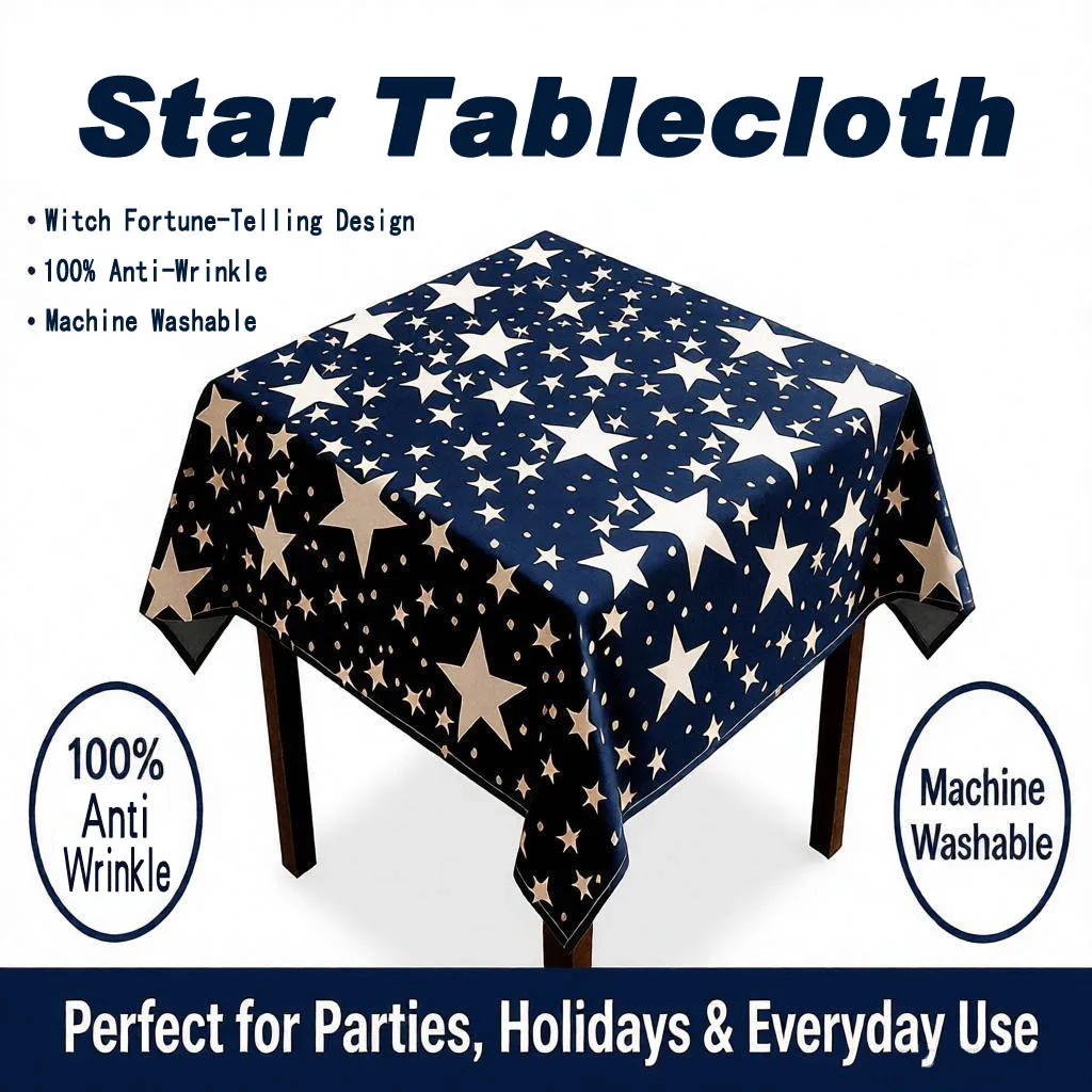 Halloween Table Cloth 100% Anti-Wrinkle Wedding Magic Academy Table Covers Party Decoration Holiday Star in Navy Blue Tablecloth