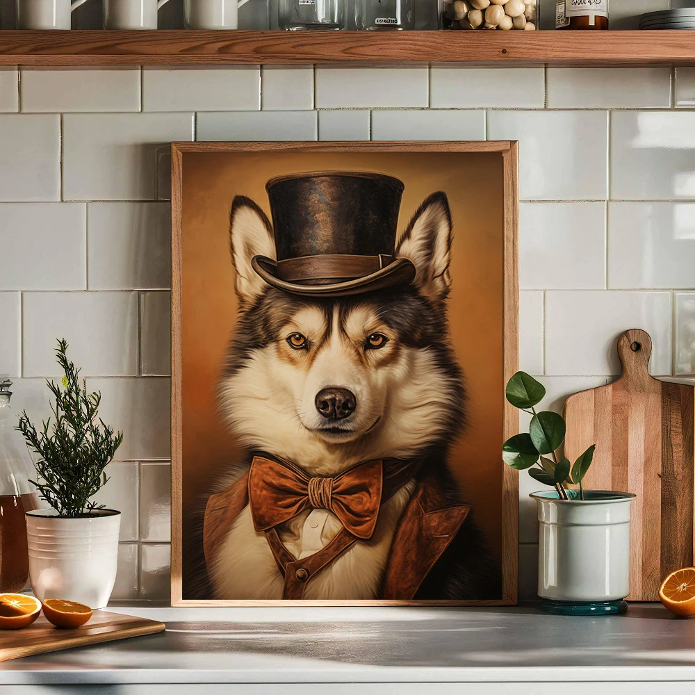 Vintage Yorkshire Terrier Rottweiler German Shepherd French Bulldog Portrait Poster Canvas Painting Wall Art Animal Home Decor