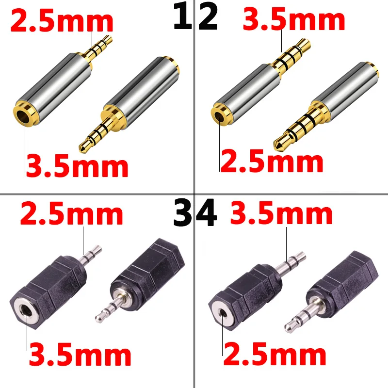 1pc Gold 2,5mm Stecker auf 3,5mm Stereo audio Adapter Stecker Konverter Kopfhörer jack