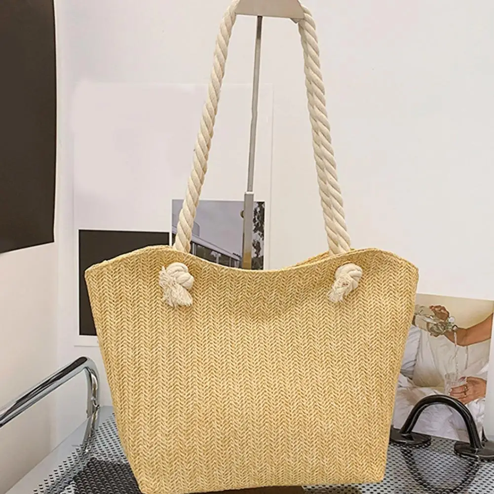 

Women Shoulder Bag with Zipper Closure Fashionable Beach Shoulder Bag Stylish Straw Woven Shoulder Bag for Women for Errands