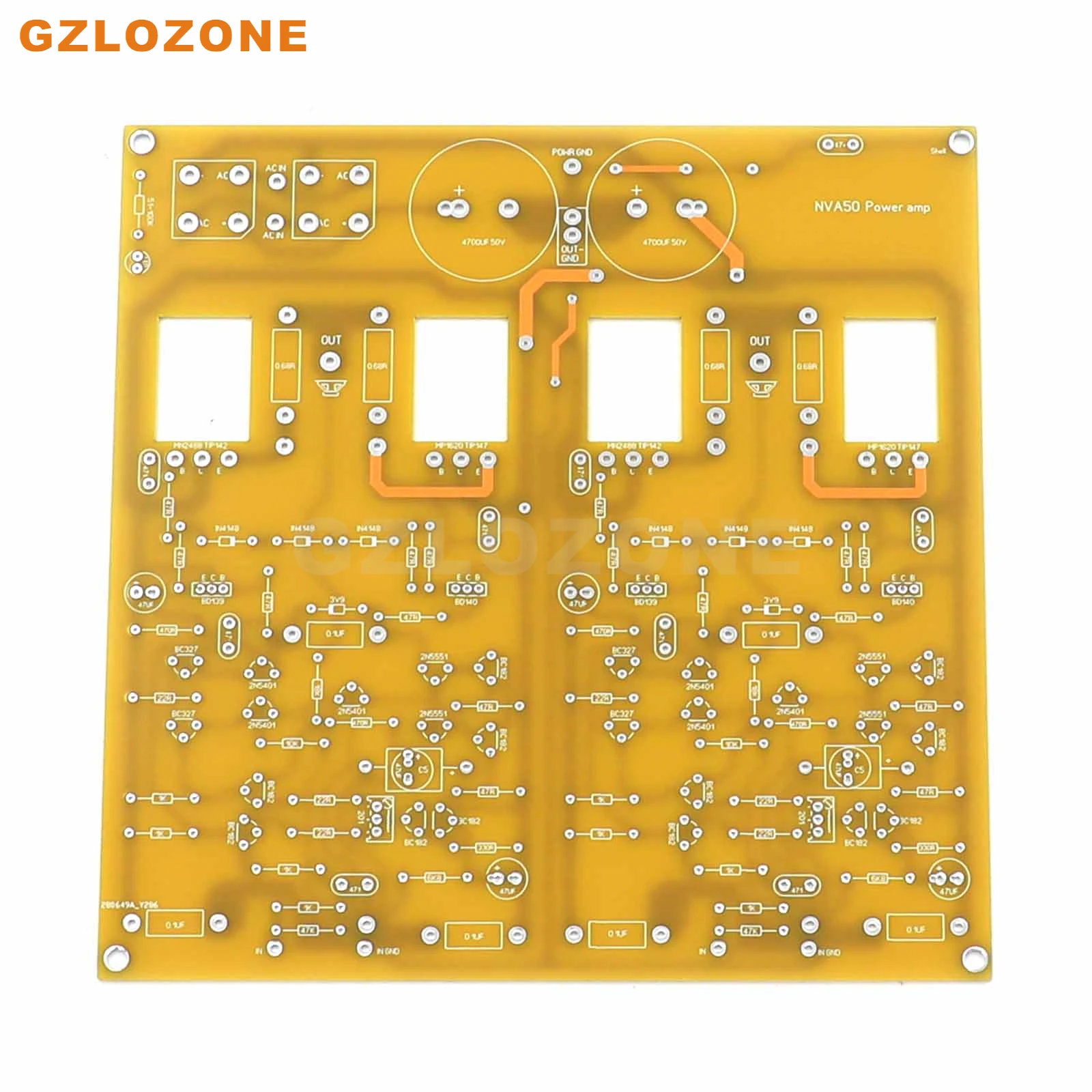 Combined HIFI NVA50 Preamplifier+Power Amplifier Bare PCB Base On UK NVA AP50 Circuit 50W+50W 8 Ohm (Z-04)