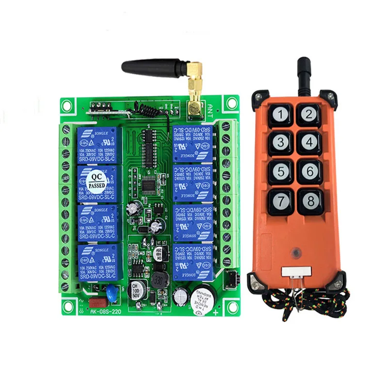 2000m DC 12V 24V 36V 8CH Wireless Remote Control LED Light Switch Relay Output Radio RF Transmitter And 433 MHz Receiver