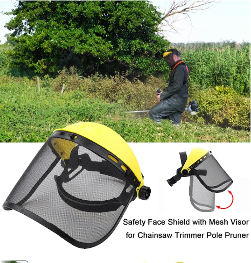 

Garden Grass Trimmer Safety Helmet Hat with Full Face Mesh Visor for Logging Brush Cutter Forestry Protection High Quality